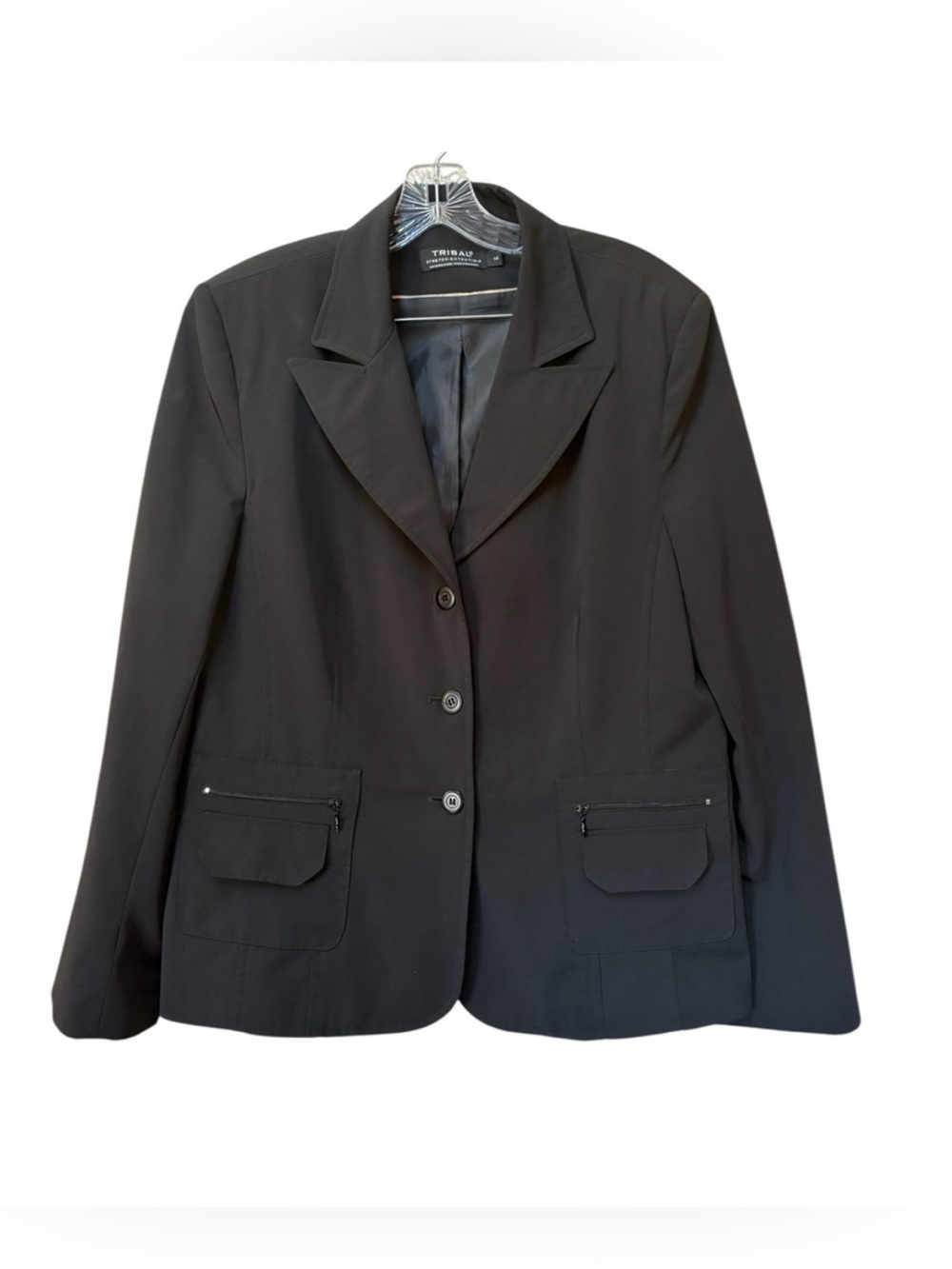 Tribal Size 14 Black Blazer Office Siren 90s Corporate Chic Stretch